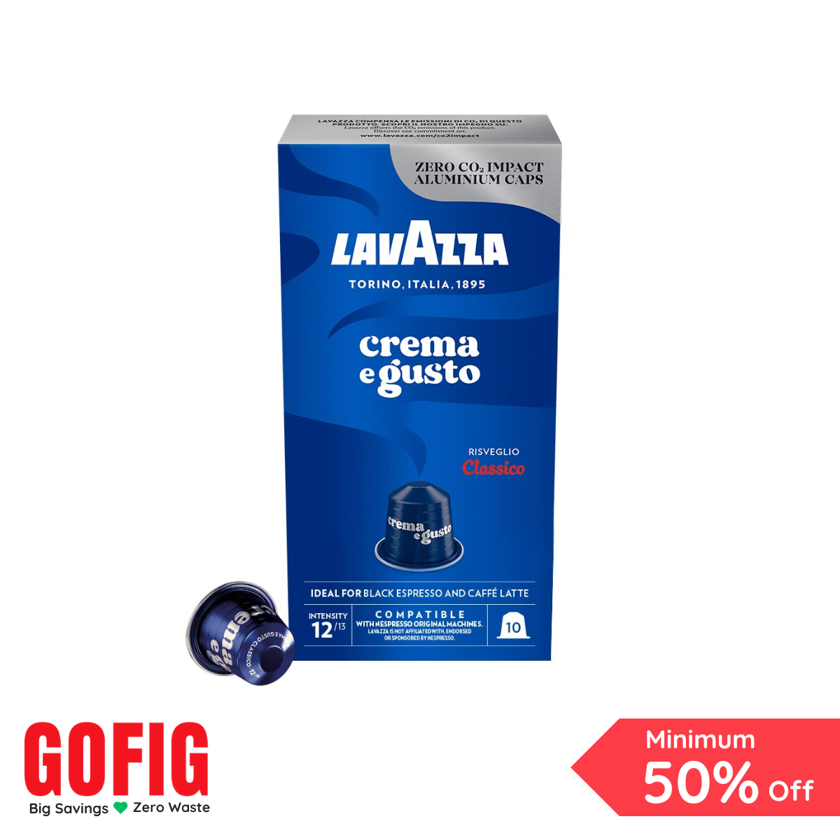 Lavazza Crema e Gusto Classico, Aluminium Nespresso Compatible Coffee  Capsules (57 g)