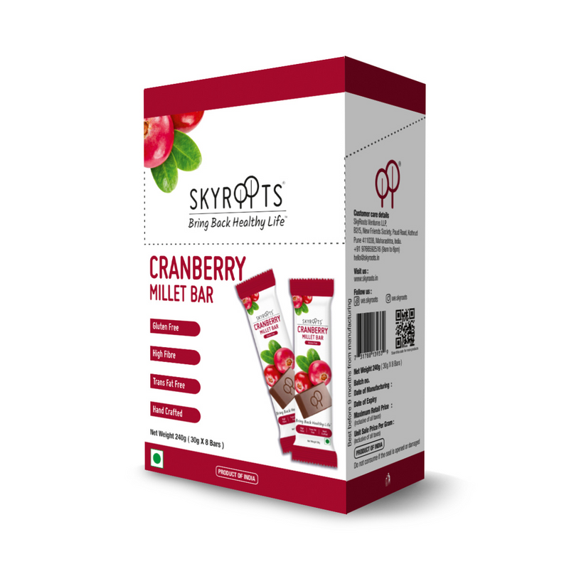 SkyRoots Cranberry Millet Bar (240 g) - 8 bars/box-2