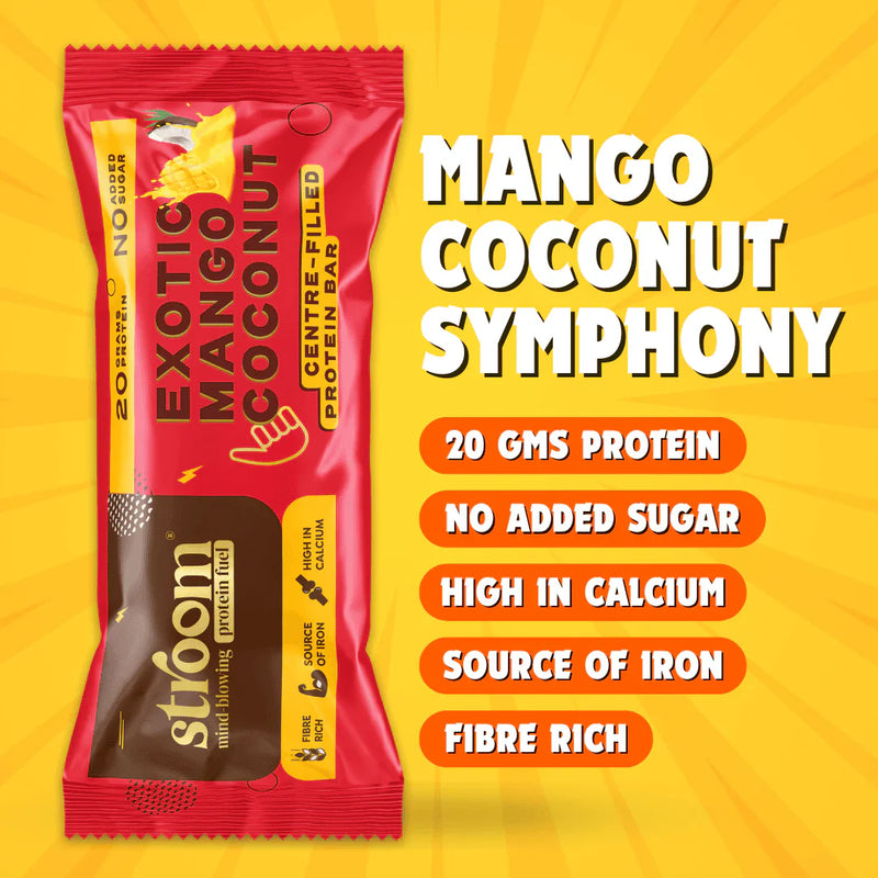 Stroom 20G Exotic Mango Coconut Protein Bar (63 g) - Pack of 2
