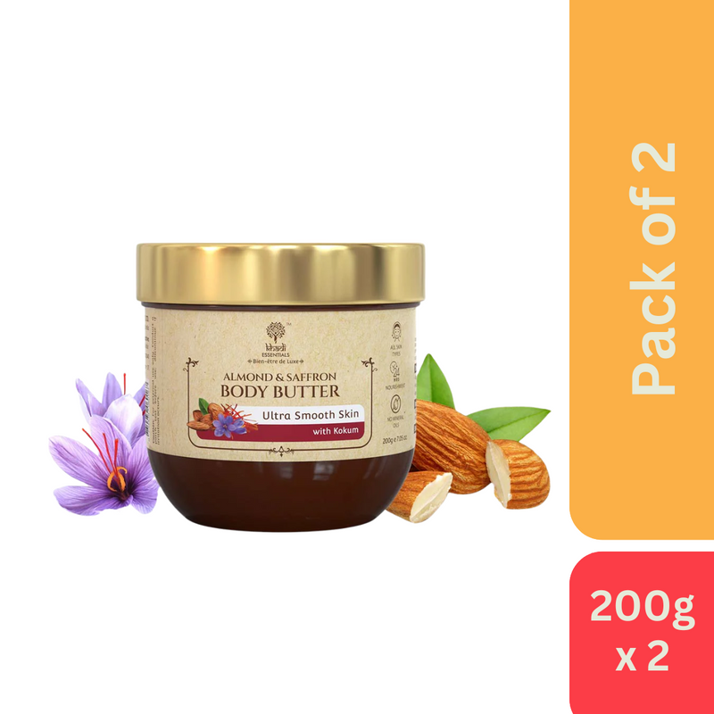 Khadi Essentials Almond & Saffron Body Butter With Kokum (200 g) - Pack of 2