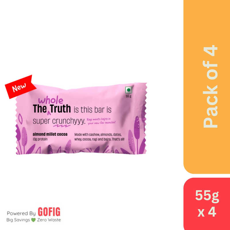 TWT Almond Millet Cocoa Protein Bar (55 g) - Pack of 4