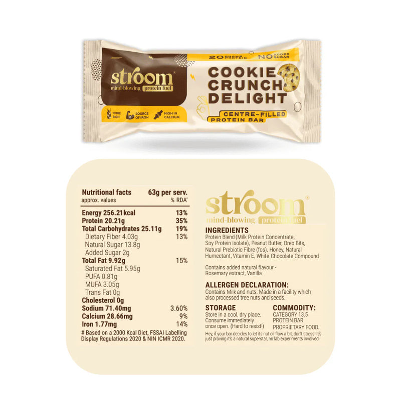 Stroom 20G Cookie Crunch Delight Protein Bar (63 g) - Pack of 2