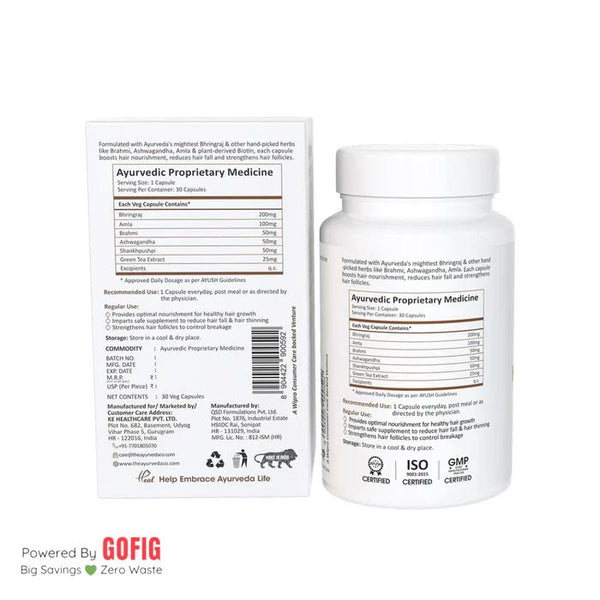 The Ayurveda Co. Bhringabali Hair Growth -30Veg Capsule - Pack of 2