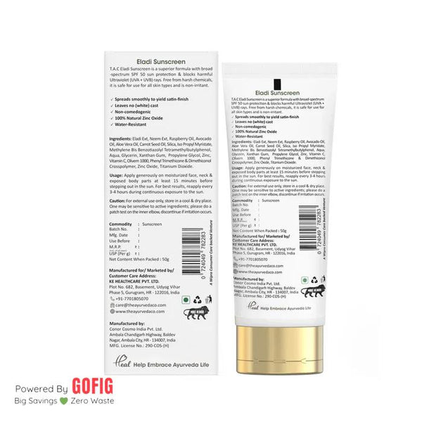 The Ayurveda Co. ELADI Sunscreen Spf 50 Sampler (5 gm) - Pack of 2