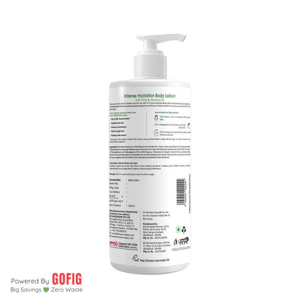 The Ayurveda Co. Intense Hydration Body Lotion With Aloe & Almond Oil (500 ml) - Pack of 48