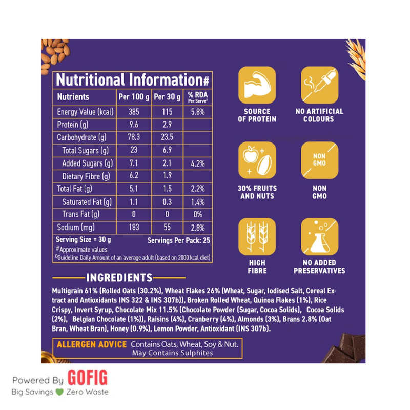 Bagrrys Chocolate Muesli – Chocolate, Cranberries, Quinoa (750 g)
