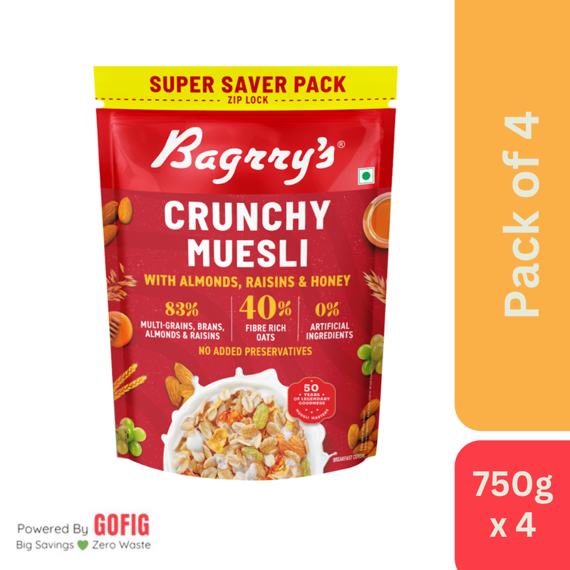 Bagrrys Crunchy Muesli - Almonds, Raisins & Honey (750 g)