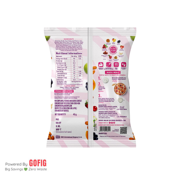 Bagrrys Fruit & Nut Cranberries (40 g) - Pack of 4