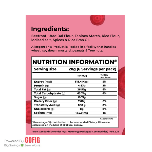 Bonvie Beetroot Chips Masala (125 g) - Pack of 2