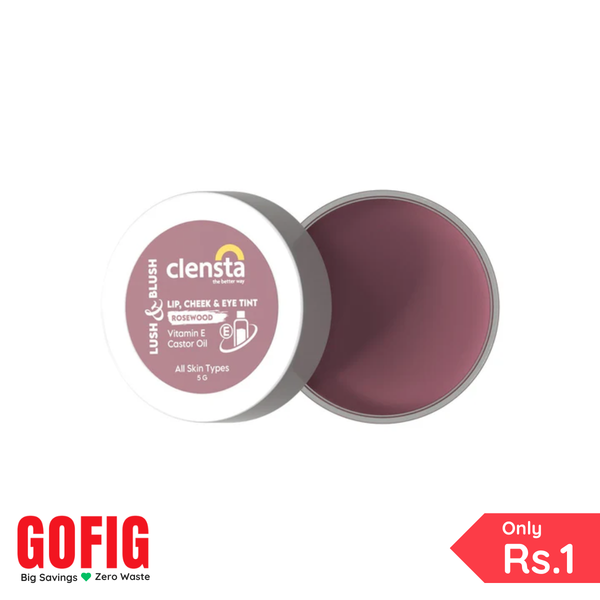 Clensta Lush and Blush Lip, Cheek, and Eye Tint Rosewood (5 g)