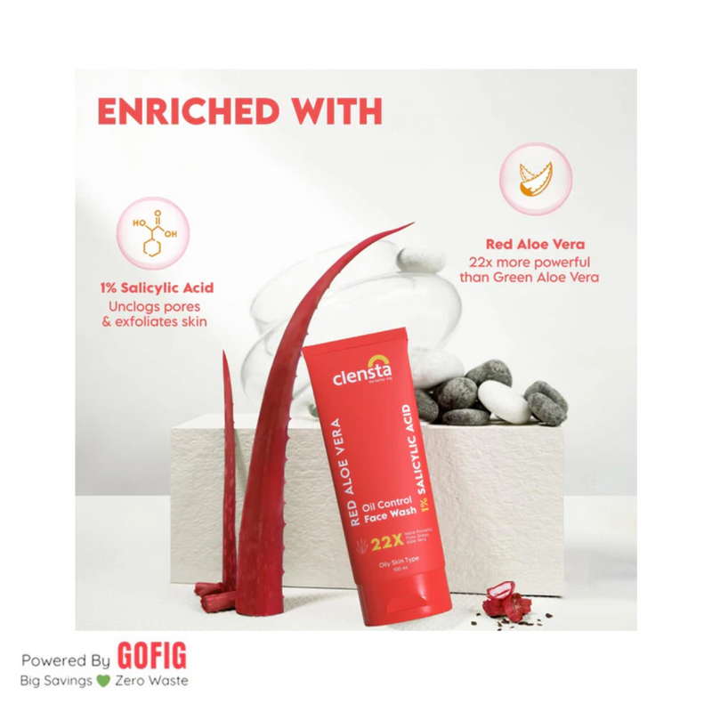 Clensta Red Aloe Vera Oil Control Face Wash (100 ml)
