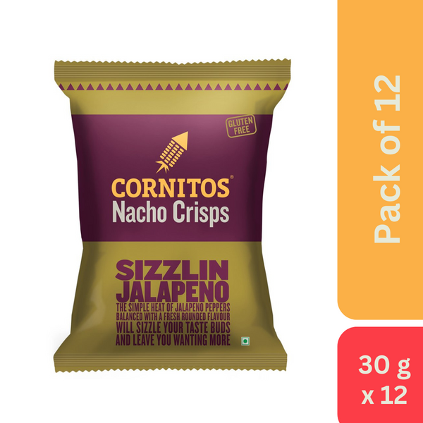 Cornitos Nacho Chips Sizzling Jalapeno (30 g) - Pack of 12