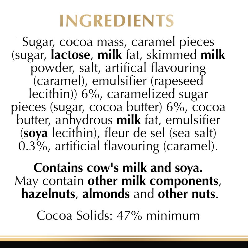 Lindt Excellence Dark Caramel & touch of Sea Salt (100 g) - Ingredients