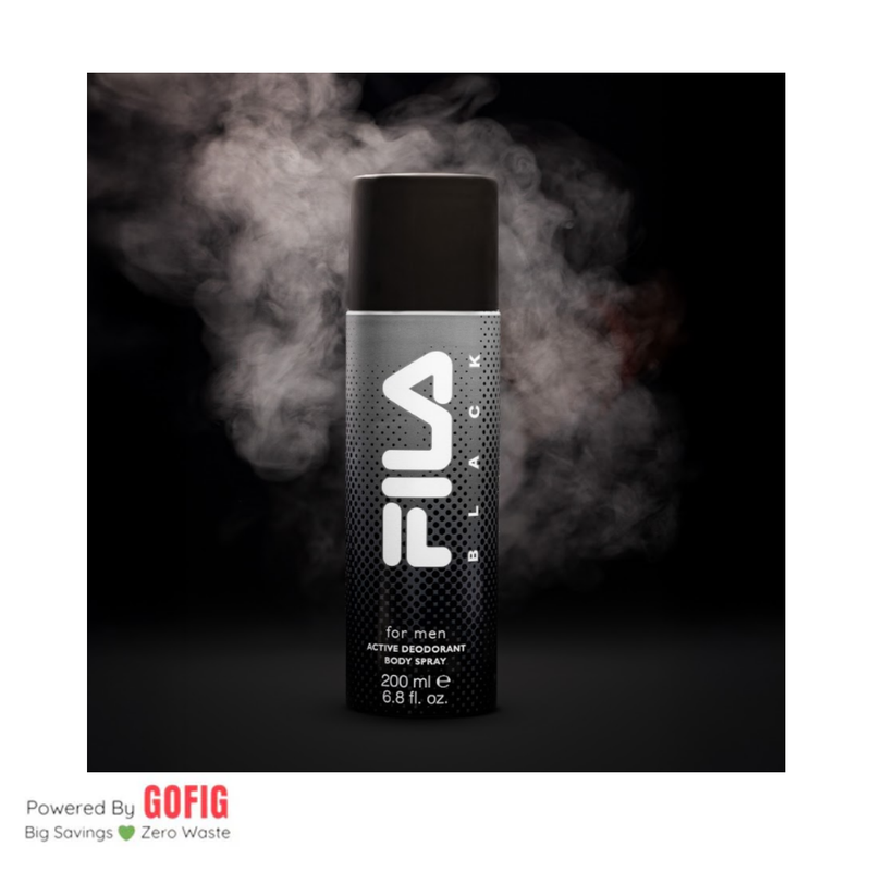 FILA For Men - Active Deodorant Body Spray (Black) (200 ml)