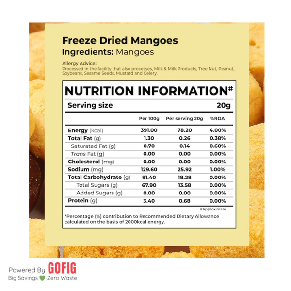 Bonvie Freeze Dried Mango Snacks (20 g) - Pack of 2