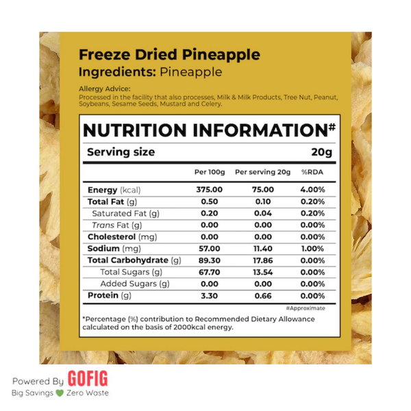 Bonvie Freeze Dried Pineapple Snacks (20 g) - Pack of 2