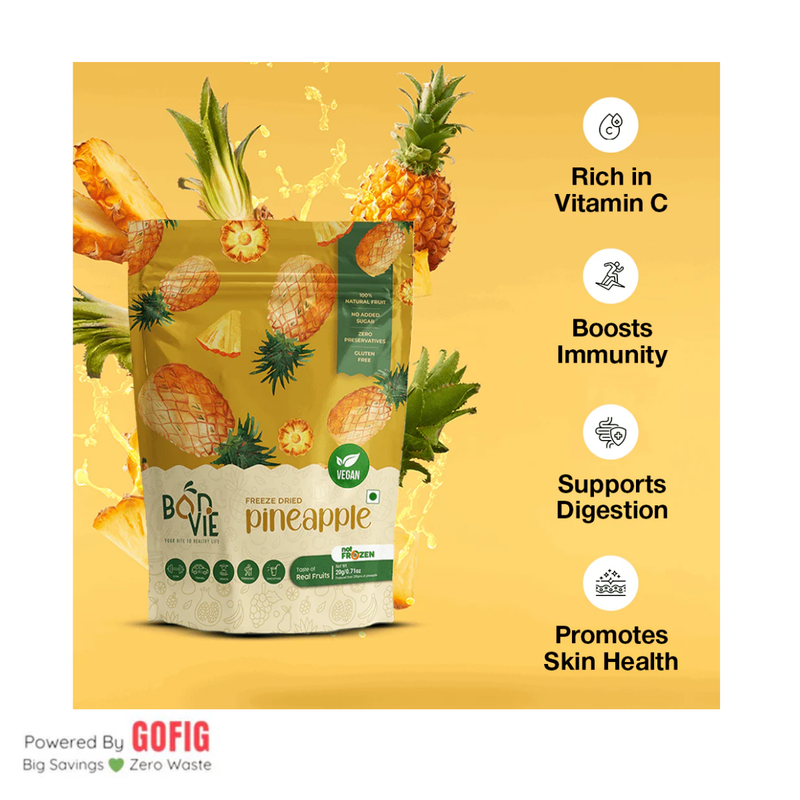 Bonvie Freeze Dried Pineapple Snacks (20 g) - Pack of 2