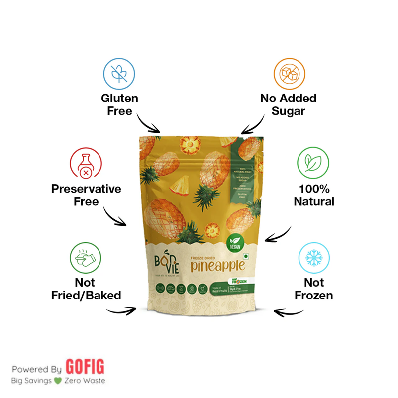 Bonvie Freeze Dried Pineapple Snacks (20 g) - Pack of 2