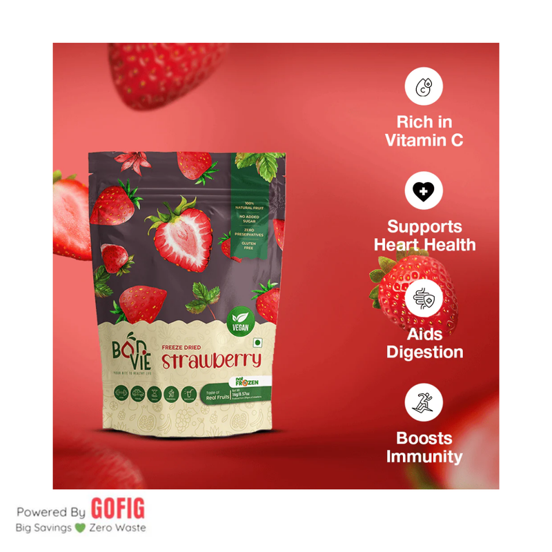 Bonvie Freeze Dried Strawberry Snacks (16 g) - Pack of 2