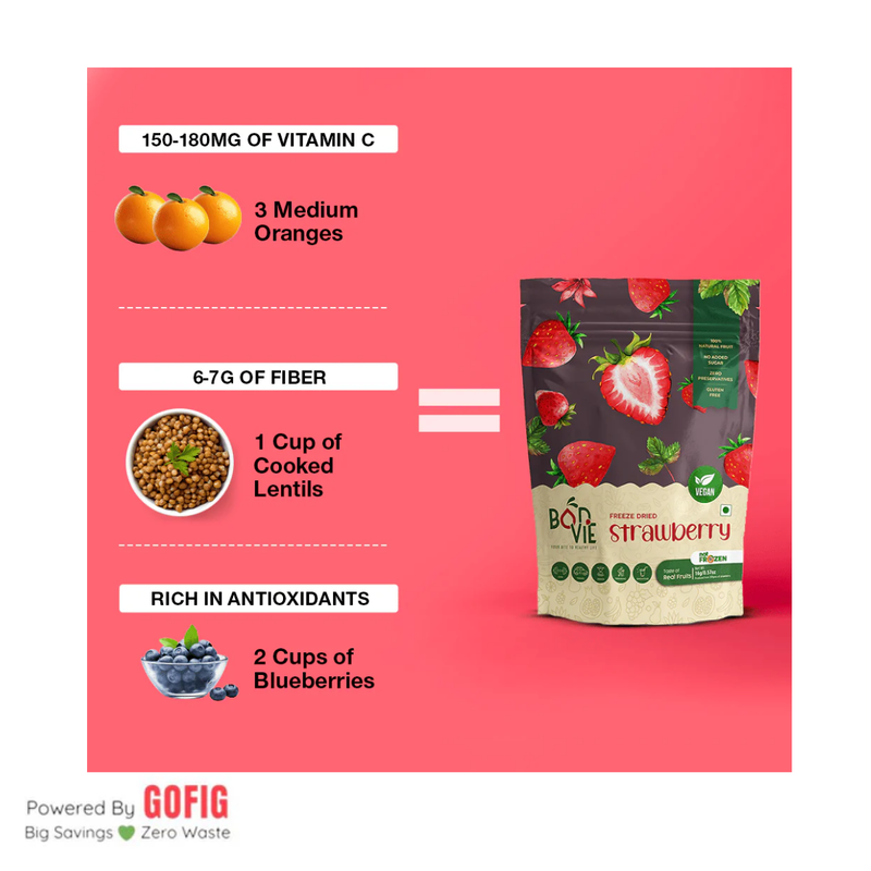 Bonvie Freeze Dried Strawberry Snacks (16 g) - Pack of 2