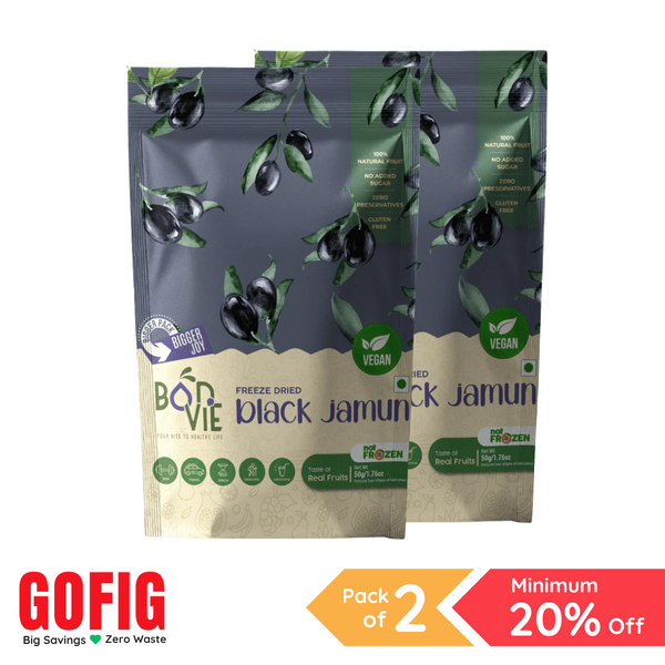 Bonvie Freeze Dried Black Jamun Snacks (20 g) - Pack of 2