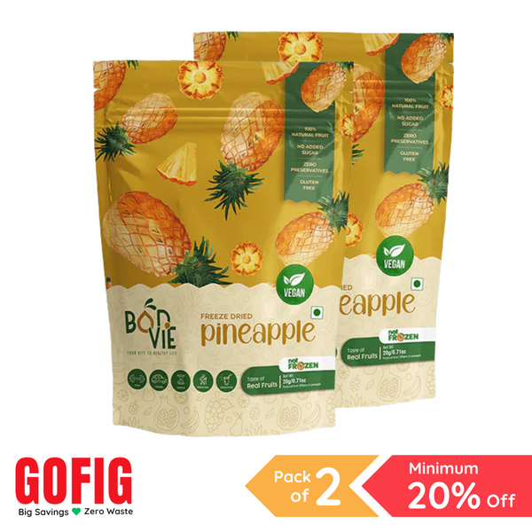 Bonvie Freeze Dried Pineapple Snacks (20 g) - Pack of 2