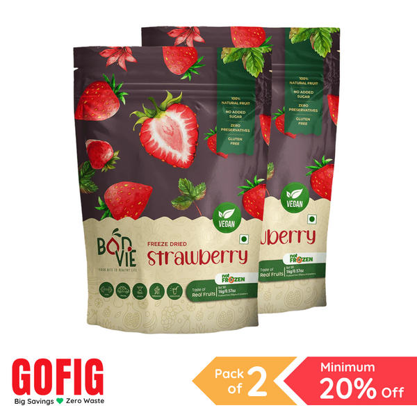 Bonvie Freeze Dried Strawberry Snacks (16 g) - Pack of 2