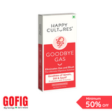 Happy Cultures Goodbye Gas | Helps in Gas & Bloating | Digestive enzymes,Probiotics, Ajwain and Saunf | 30 Chewmints (40 g)