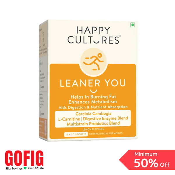Happy Cultures Leaner You | Weight Management | Probiotics & L-Carnitine | Boosts Metabolism & Burns Fat 15 sachets (40 g)