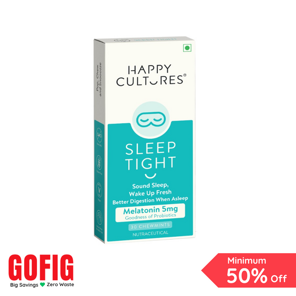 Happy Cultures Sleep Tight | Melatonin 5Mg | Deeper Sleep & Wake up Refreshed | 30 Chewmints (30 g)