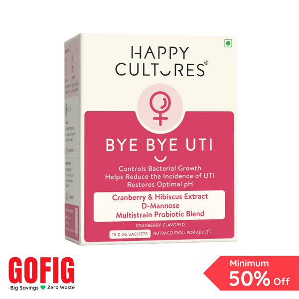 Happy Cultures Bye Bye UTI | Fast-Acting Relief & Prevention | D-Mannose, Cranberry  & Probiotics | 15 sachets (40 g)