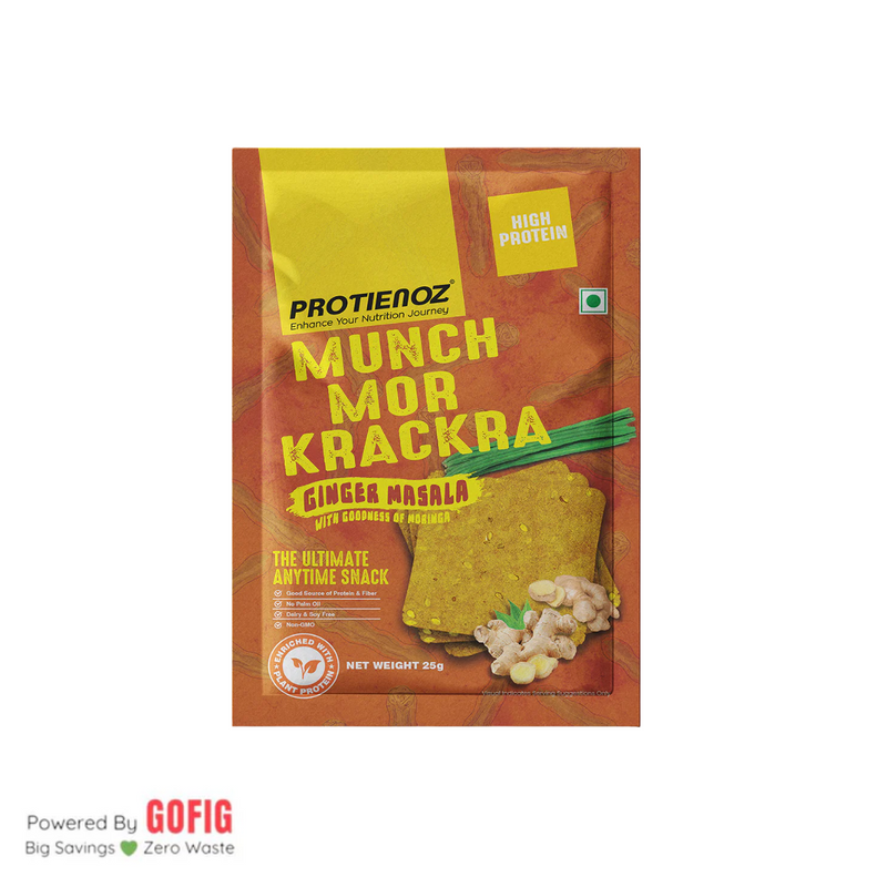 Proteinoz High Protein Munch Mor Krackra - Ginger Masala (25 g) - Pack of 10