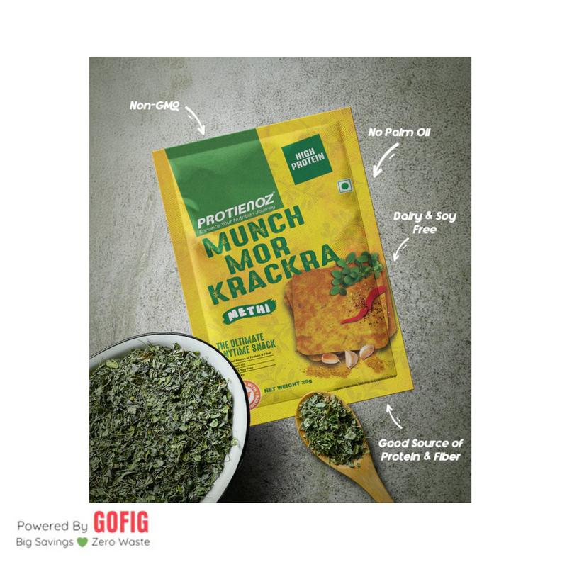 Proteinoz High Protein Munch Mor Krackra - Methi (25 g) - Pack of 10