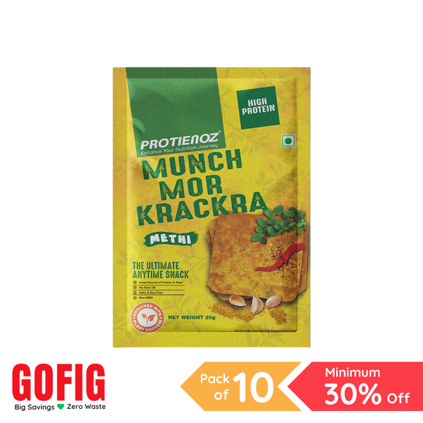 Proteinoz High Protein Munch Mor Krackra - Methi (25 g) - Pack of 10