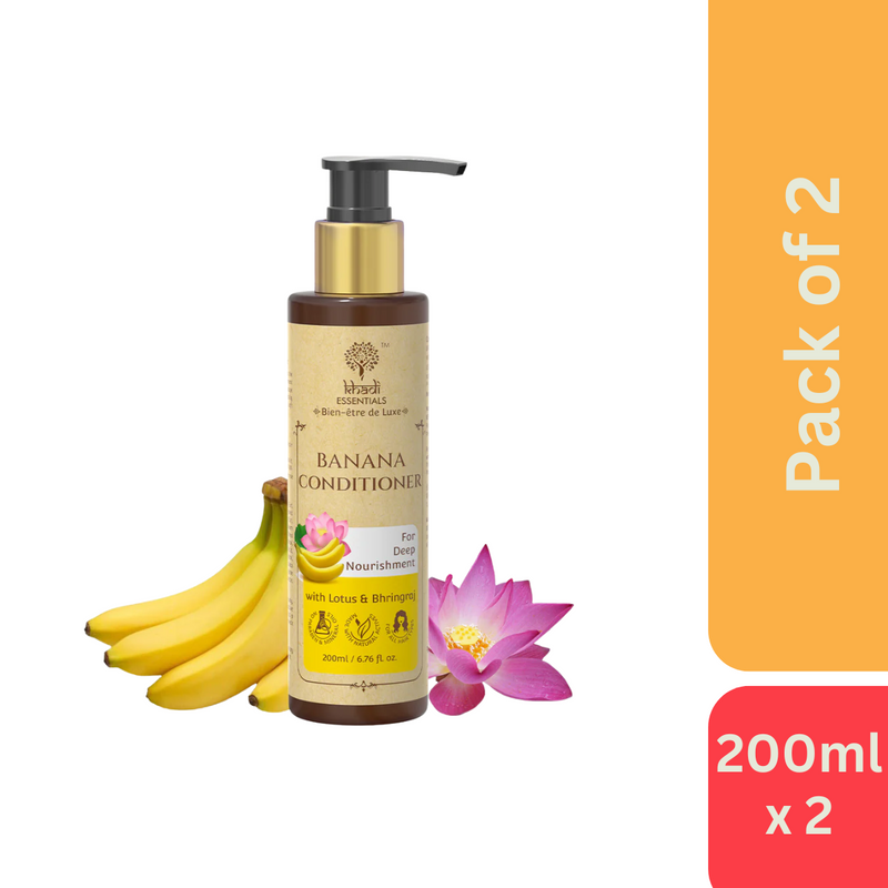 Khadi Essentials Banana Conditioner With Lotus & Bhringraj (200 ml) - Pack of 2