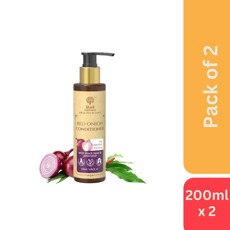 Khadi Essentials Red Onion Conditioner With Black Seed & Jaborandi (200 ml) - Pack of 2