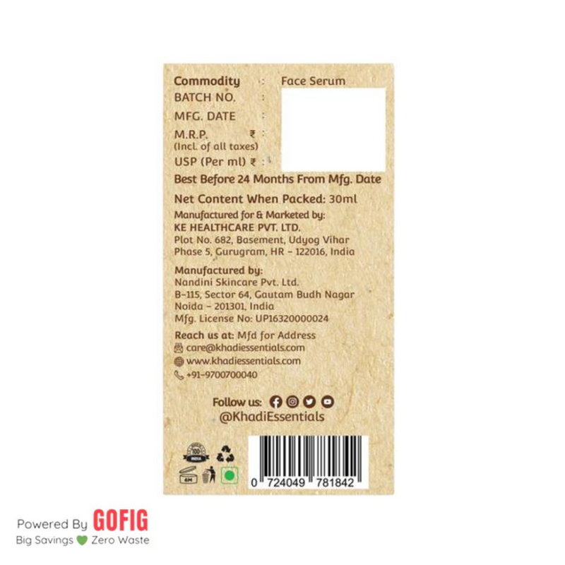 Khadi Essentials 2% Ha + 10% Vit C Face Serum With Tea Tree Extracts - Pack of 2