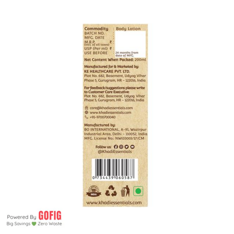 Khadi Essentials Rose Body Lotion With Milk & Shea (200 ml) - Pack of 2