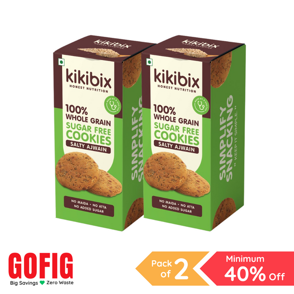 Kikibix Ajwain Salties Cookies (130 g) - Pack of 2