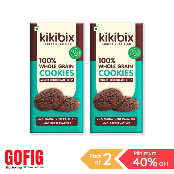 Kikibix Millet Chocolate Chip Cookies (130 g) - Pack of 2