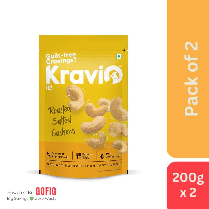 Kravio Cashew Roasted & Salted (200 g) - Pack of 2