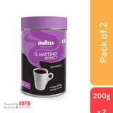 Lavazza Mattino Perfect Pure Ground Coffee Premium Arabica Dark Roast 200g Tin - Pack of 2