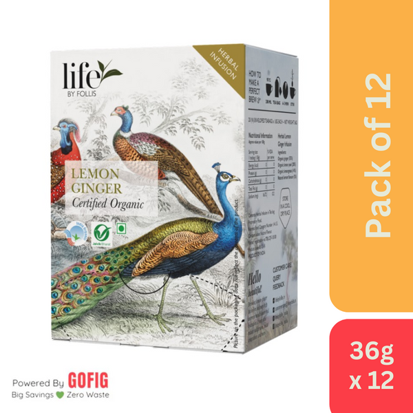 Life by Follis Lemon Ginger Herbal Tea (36 g) - Pack of 12