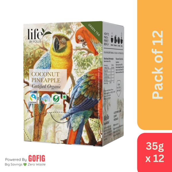 Life By Follis Coconut Pineapple Green Tea (35 g) - Pack of 12