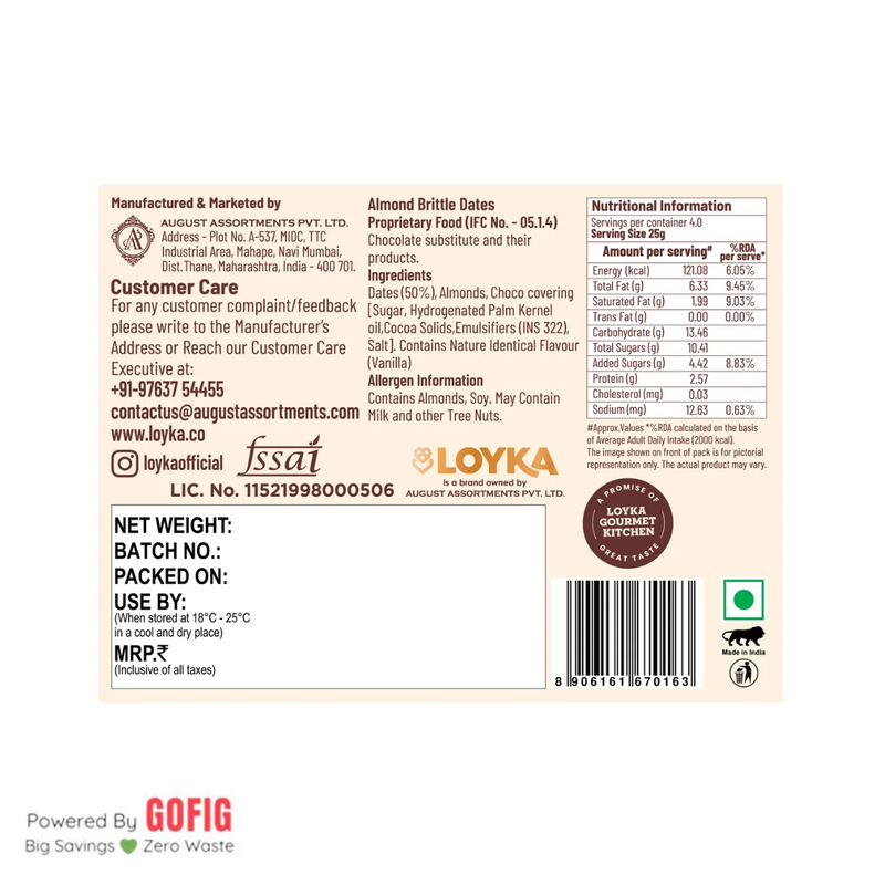 Loyka Almond Brittle Gourmet Dates Box (100 g)