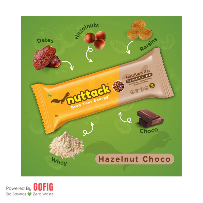 Nuttack Assorted Mix - Protein and Energy Bars (6 bars)