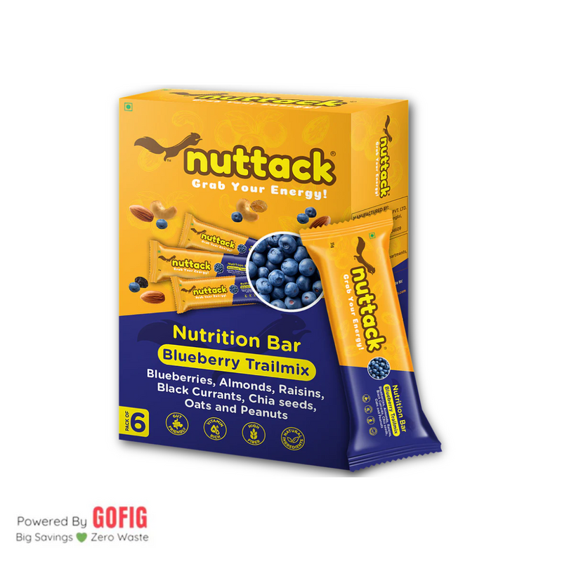 Nuttack Blueberry Trailmix Energy Bars (6 bars)