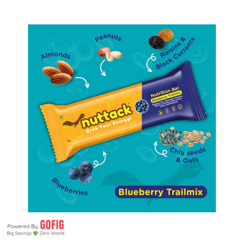 Nuttack Blueberry Trailmix Energy Bars (6 bars)