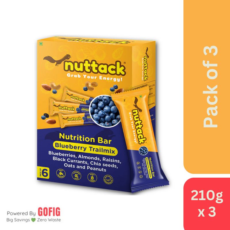 Nuttack Blueberry Trailmix Energy Bars (6 bars)