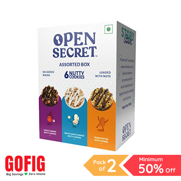 Open Secret Assorted Story Box - 6 Nutty Cookies (75 g) - Pack of 2